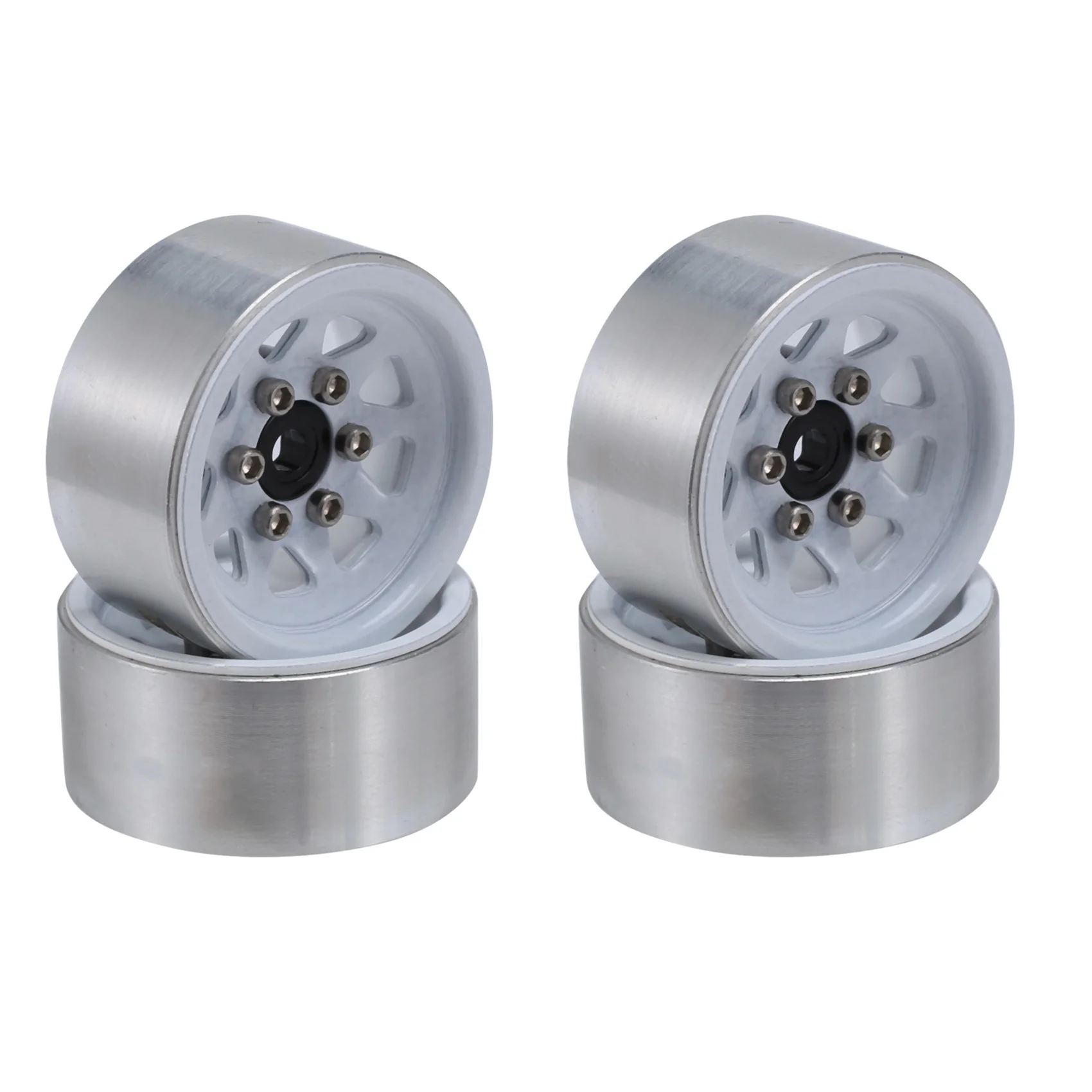 Steel 1.0 Beadlock Wheel Rim Wheel Hub for 1/24 RC Crawler Car Axial SCX24 Deadbolt C10 Jeep Gladiator Bronco,White