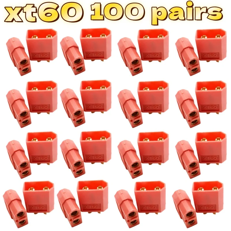 

100 pairs XT60 red Male Female Bullet Connectors Plugs For RC Lipo Battery Rc Drone Airplane Car Boat