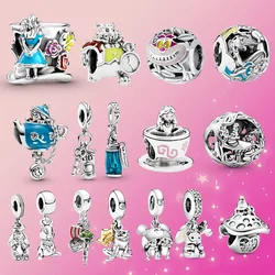 Real 925 Sterling Silver charm MINISO Alice charm silver tea party bead Fit Original PAND0RA Bracelet bead women jewelry gift