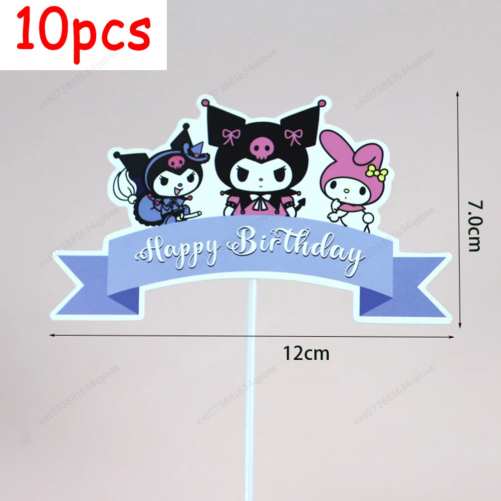 MINISO 10pcs Kuromi Cake Topper Anime Party Cake Flags decorazione Cartoon Baby Shower Kids Birthday Party Sanrio Cake Decoration