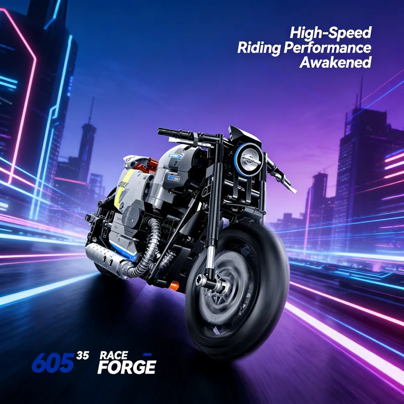 

Tech Motorcycle Building Blocks Set, High-Speed Racing Motorbike Model with Detailed Engine Design, DIY Bricks Construction Toy