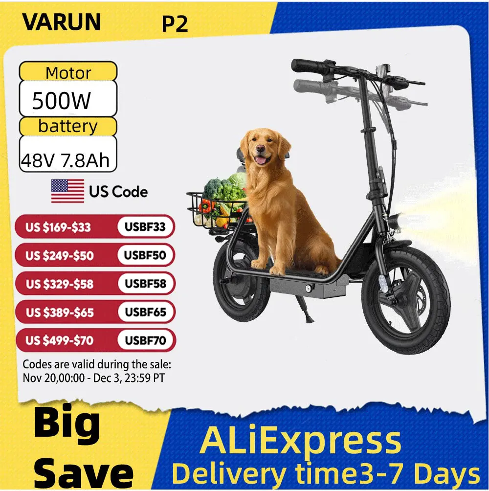 

VARUN P2 Adult Electric Scooter 500W Motor 48V7.8AH Battery City Escooter 14 Inch Tire Foldable E-Scooter