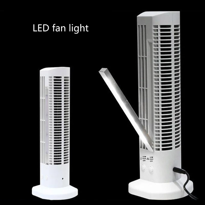 Quạt làm mát để bàn động có đèn LED Êm Tháp không cánh Quạt để bàn USB Nhỏ Quạt làm mát không khí Tiết kiệm không gian Trang