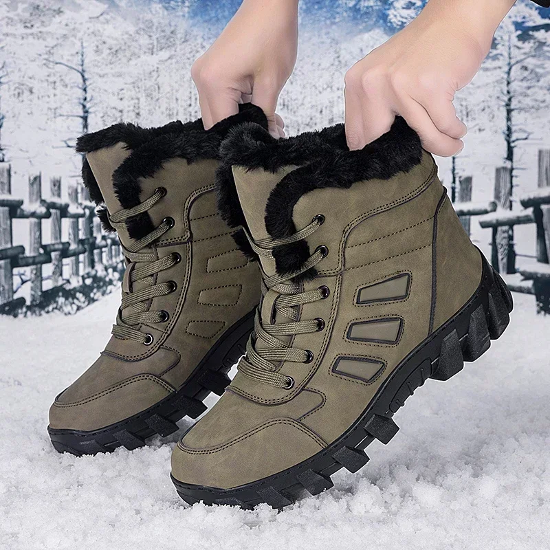 Snow boots for men winter with wool thickening warm waterproof non-slip Russian cotton shoes large size