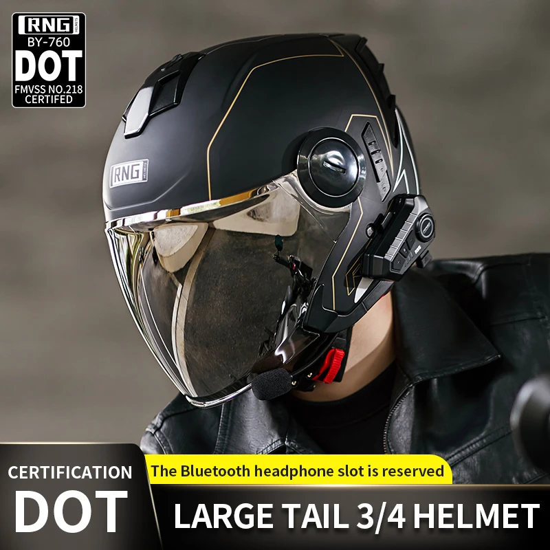 

Byb/Rng Helmets 3/4 Shell Open Face Motorcycle Helmet Lightweight & Comfortable Vintage Design for Scooter Cruiser&Street Bikes