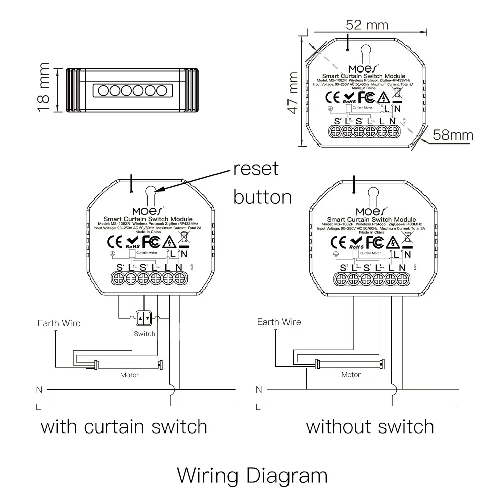 Imagem -06 - Moes Zigbee 3.0 Módulo de Interruptor de Cortina Inteligente Motorizado Persianas de Rolo Motor Tuya Smart Life Alexa Echo Google Home