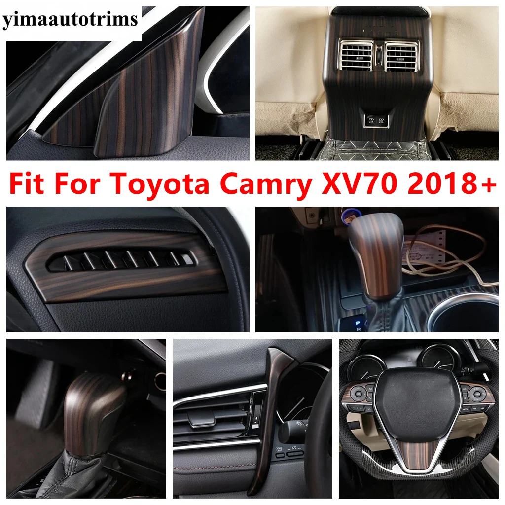 

Pillar A Frame / Steering Wheel / Shifter Head / Side Air AC Vent Cover Trim Wood Grain Accessories For Toyota Camry 2018 - 2023