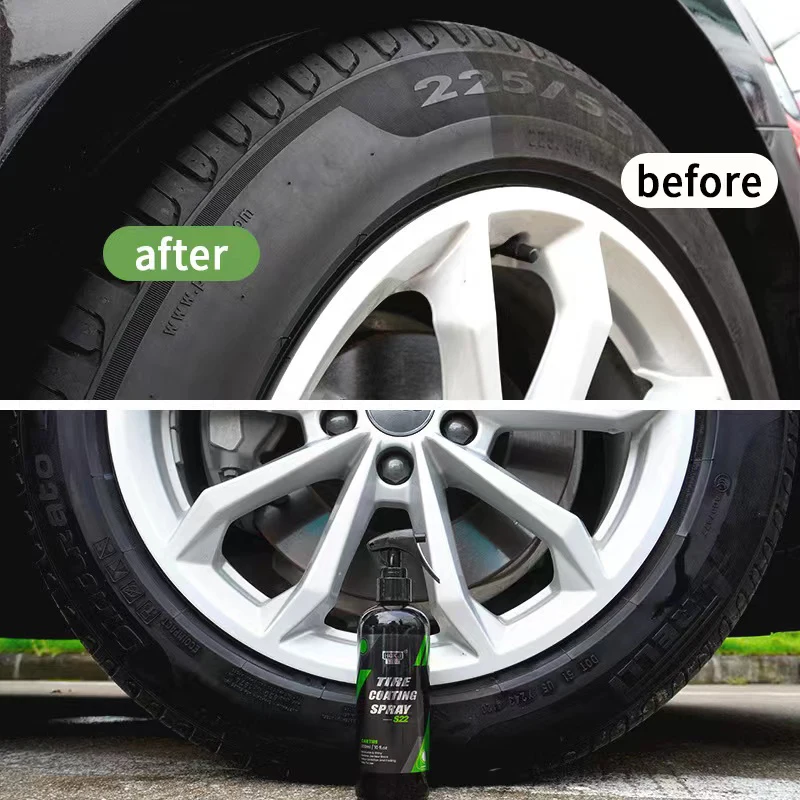 High Gloss Tire Coating Spray Long Lasting Tyre Plastic Rubber Shine Restore Agent Car Polishing Liquid Car Cleaning Hgkj S22