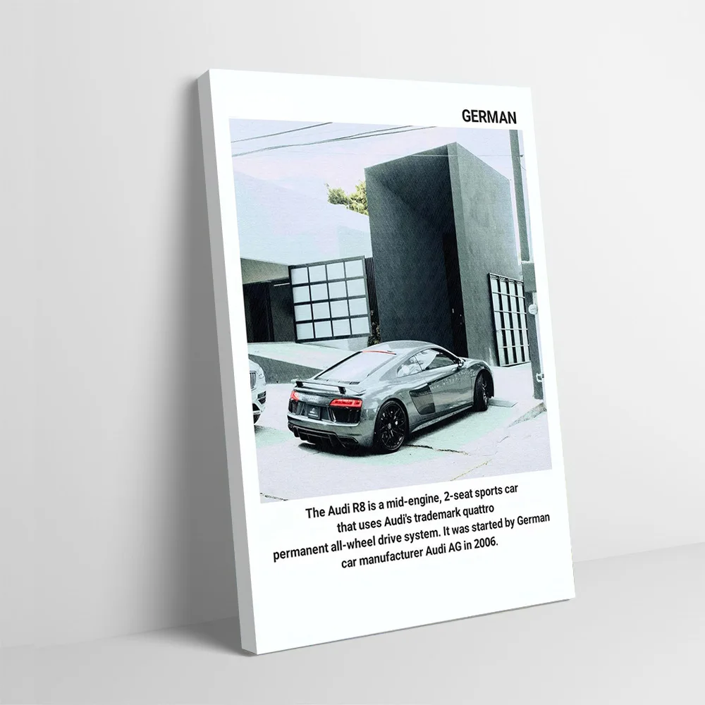 Sports R8 Sports Car Printing Poster Custom Pictures Wall Art Canvas Painting Gift for Modern Home Decoration Ornaments Room