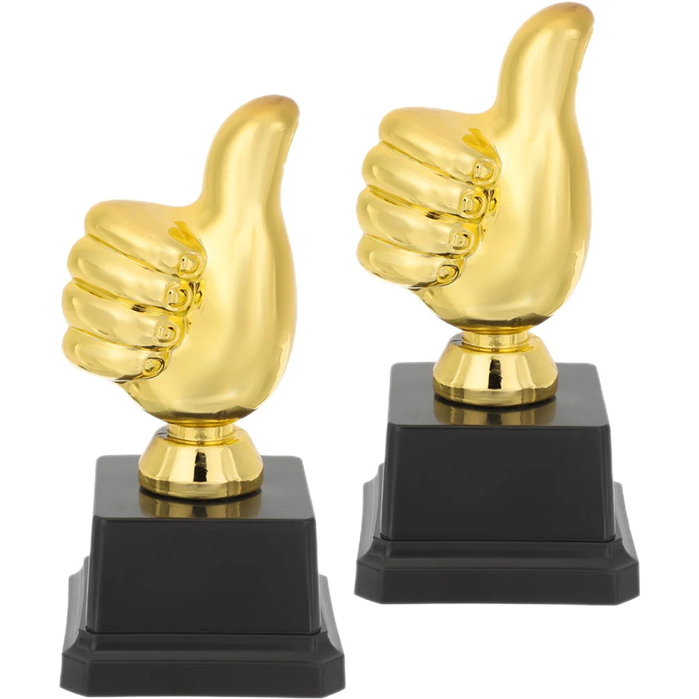 2 Pcs Funny Award Trophy Thumbs up Big Desktop Soccer Trophies for Kids