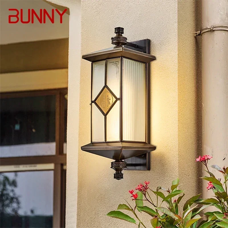 BUNNY Contemporary Solar Brass Outdoor Wall Lamps Simplicity Waterproof Creative Balcony Hallway Courtyard Villa Gate Hotel