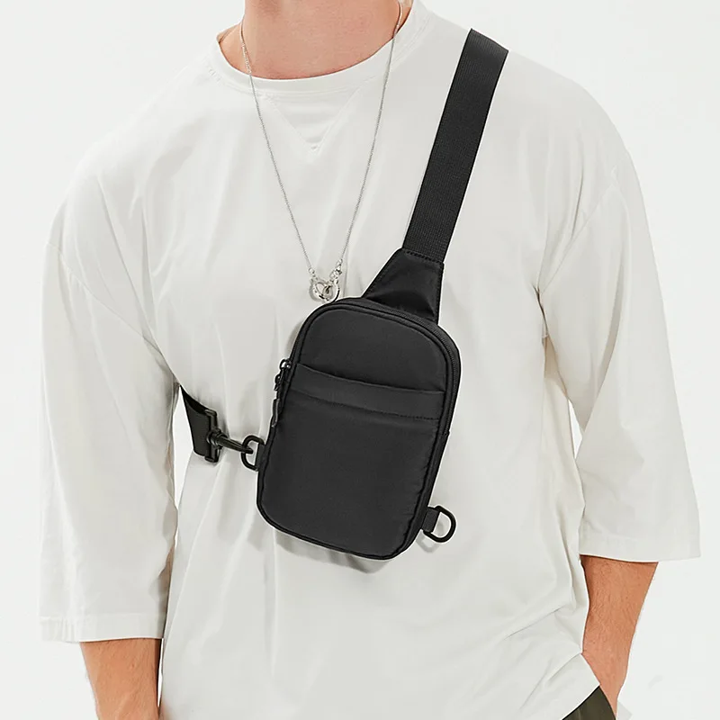 Mini Minimalist Sling Bag Black Messenger Bag Fashion Shoulder Bag Casual Chest Bag Backpack Variable Waist Bag Mobile Phone Bag