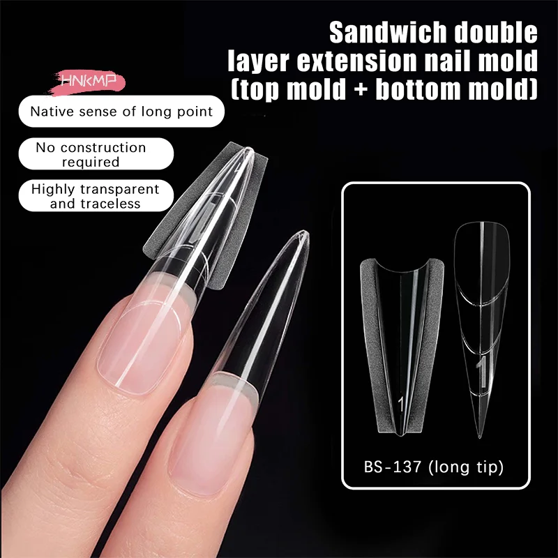 مجموعة أشكال أظافر مزدوجة من ساندويتش مكونة من 240 قطعة، وصلات مكونة من 15 مقاسًا - أشكال أظافر التابوت واللوز، قالب علوي وسفلي لفن الأظافر #2