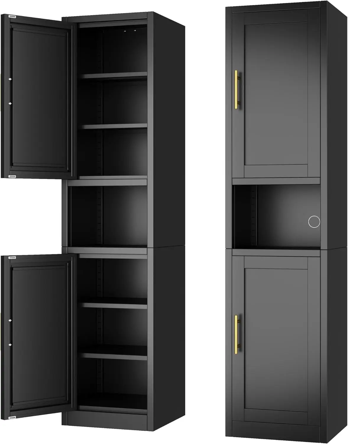 

Black Tall Narrow Storage Cabinet 6693 Inch Metal Pantry 4 Adjustable Shelves Kitchen Bathroom Home Office Living Room Dining