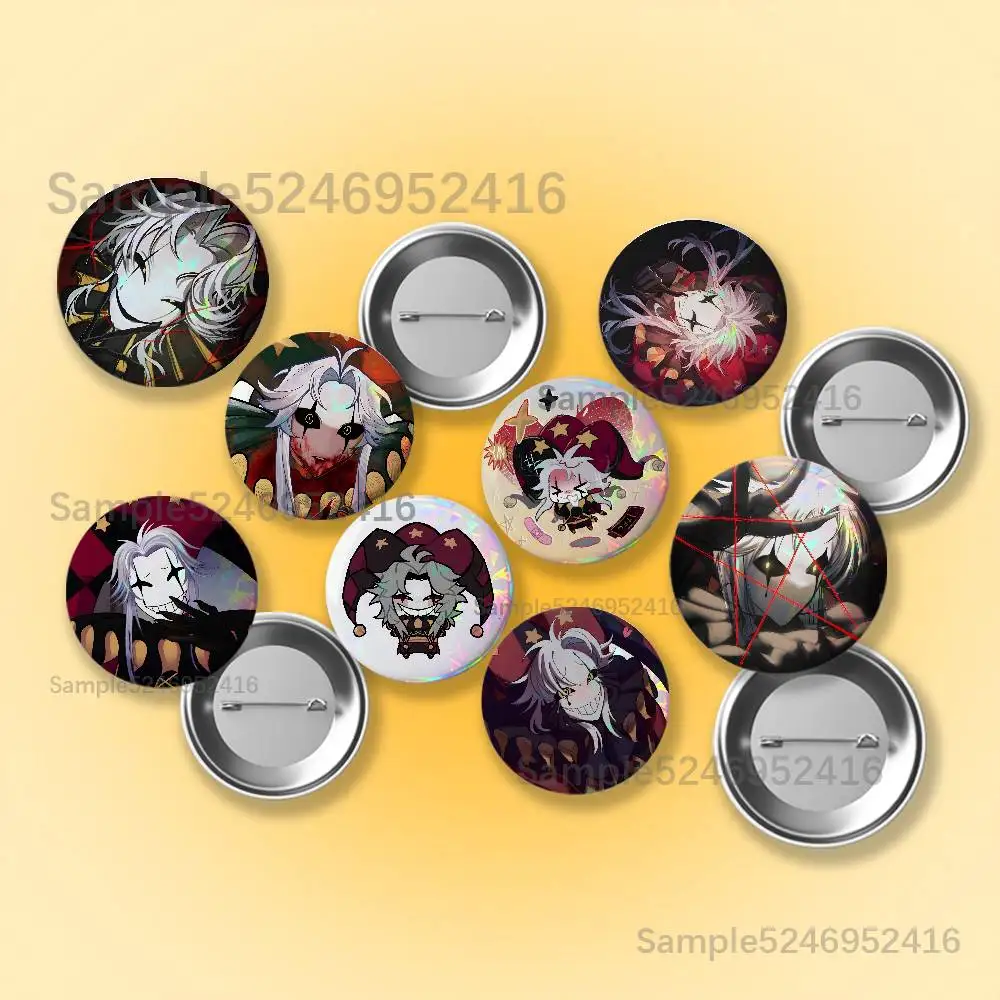 The F-Freak Circus Pierrot Clown Laser Badge Round Creative Pins Brooch Niche Design Brooch for Backpack Lapel Pins Accessories