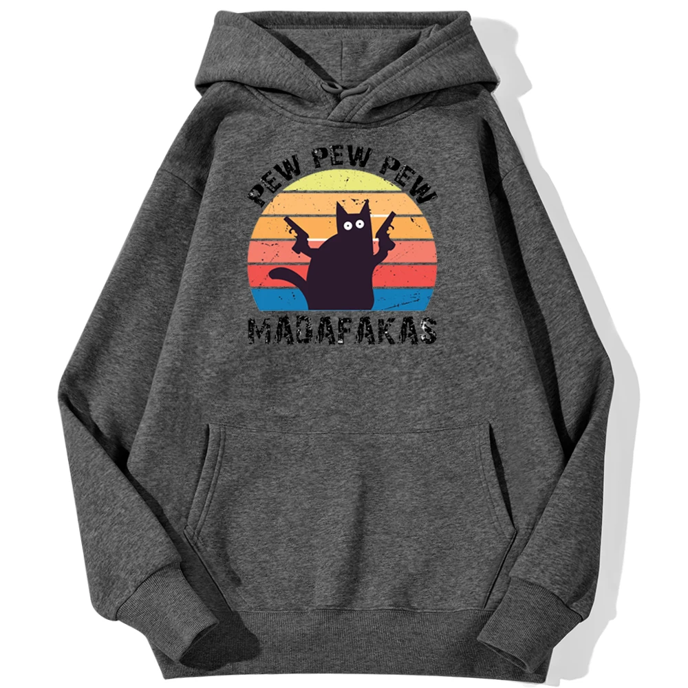 Pew Madafakas Cool Cartoon Cat Hoodie Sweatshirt Street Fashion Pullovers Korean Autumn Male Hoodies Vintage Warm Men Clothing