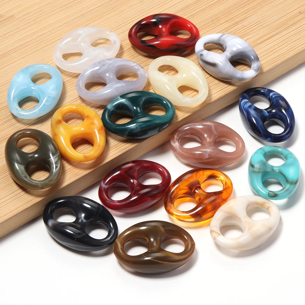 10Psc Retro Acrylic Pig Nose Double Hole Beads DIY Production Jewelry Necklaces Bracelets Handbags Clothing Accessory Connectors