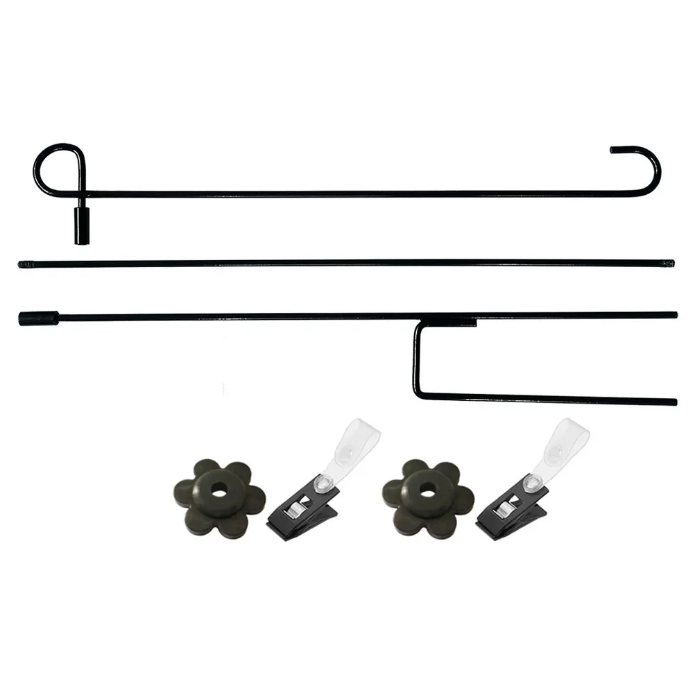 

1 Set Garden Holder Stand Iron Clips Sturdy Outdoor Yard Pole Decorative Lawn Flag Display Rack Weather-Proof Flag Accessories