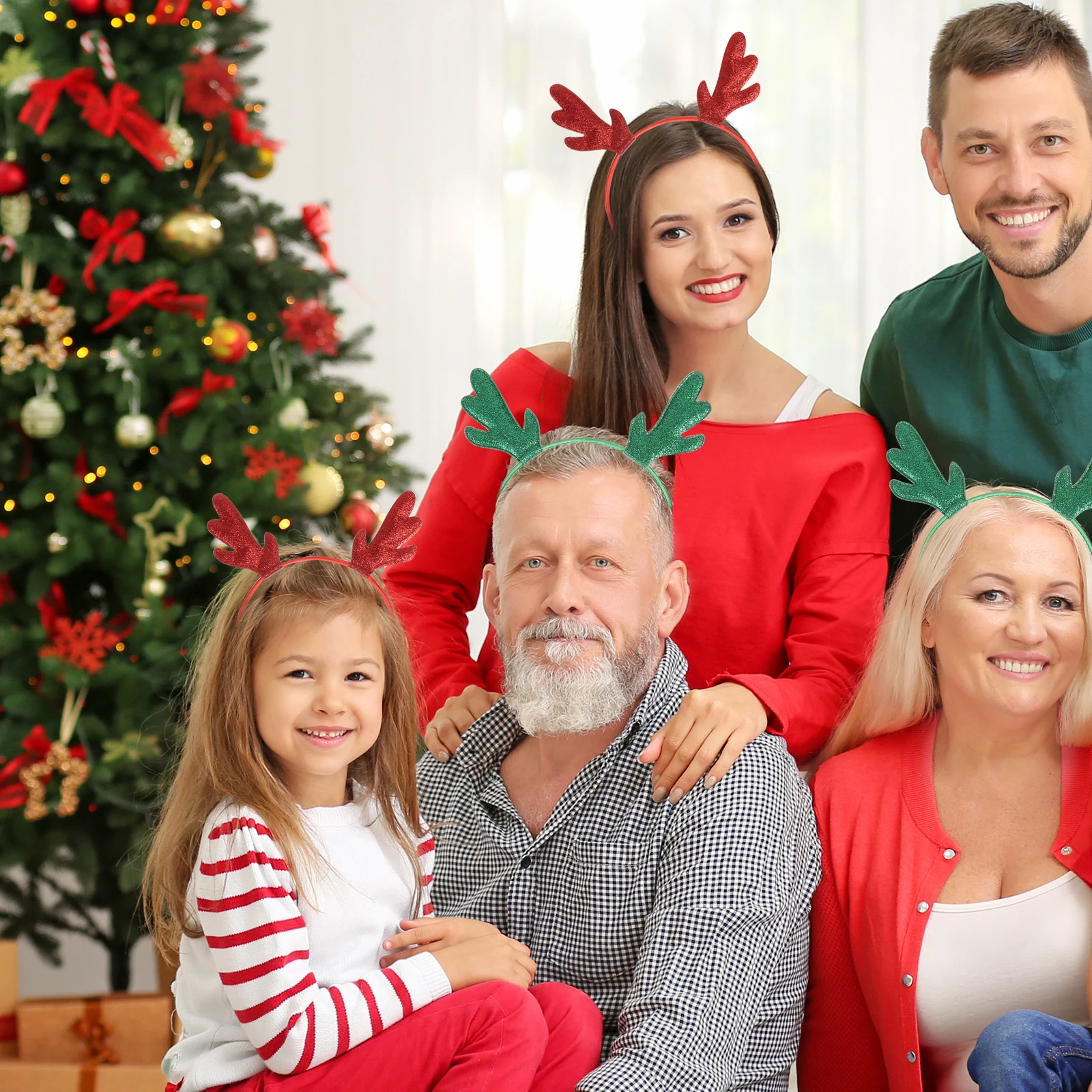 

4pcs Antler Headb s Christmas Hair Accessories Women Girl Red Colors Safe Material Reusable Party Hoop