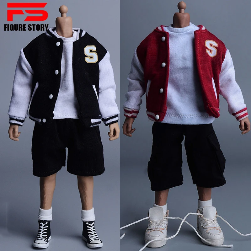 

In Stock 1/12 Scale Male Casual Loose Overalls T-shirt Baseball Jacket Clothes for PH TBL 6" Action Figure Doll