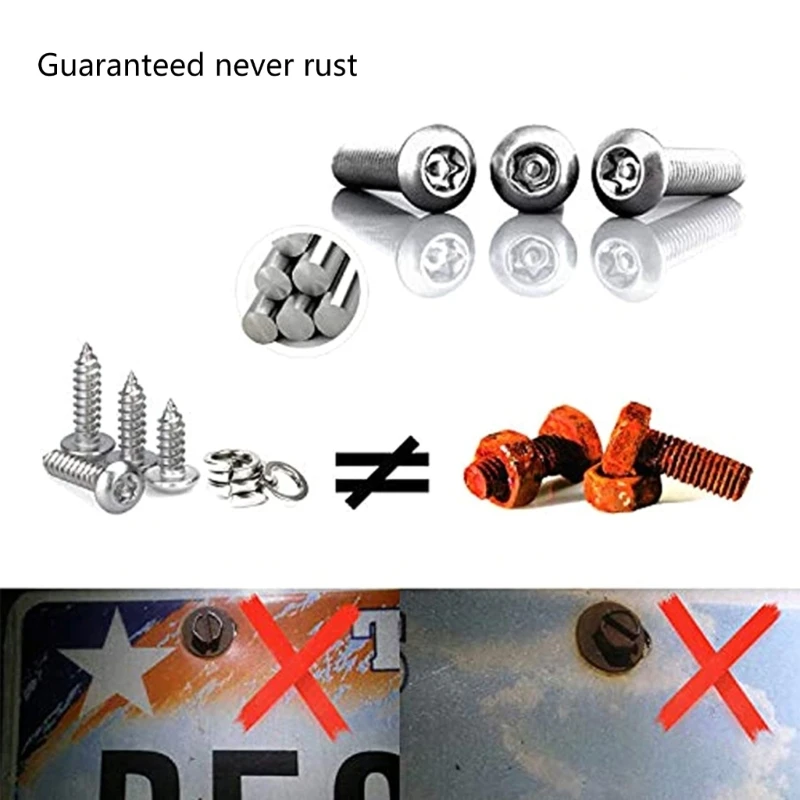 License Plate Screws, Anti Theft License Plate Bolts Fasteners StainlessSteel Screws Mounting Hardware