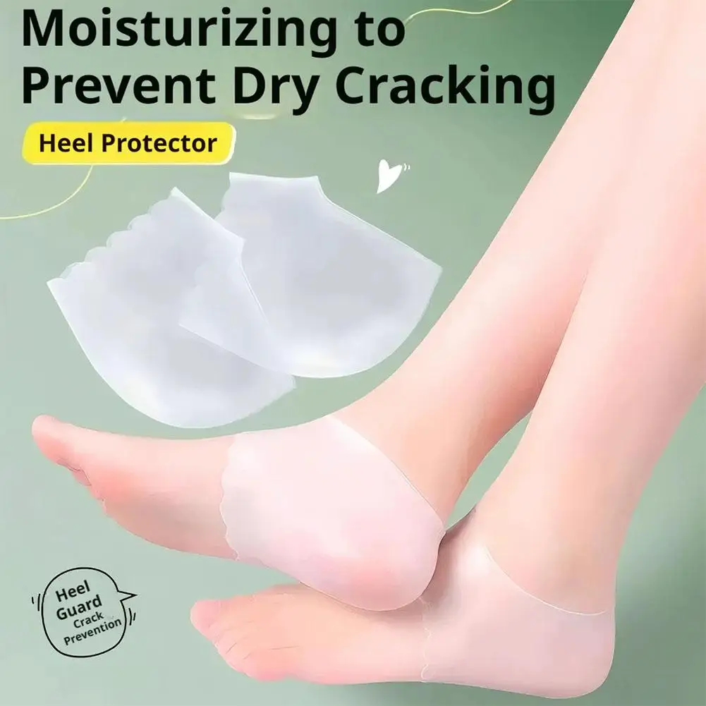 1 Pair Ultra Thin Silicone Heel Protector Anti-Crack Dry Heel Cover Sleeve Unisex Foot Care Moisturizing Repair