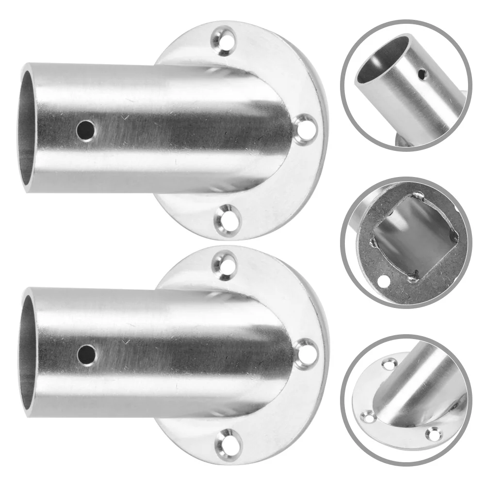 2 Pcs Angled Clothes Rail Shower Rod Closet Pole Socket Curtain Holders Brackets 201 Stainless Steel Window Ceiling