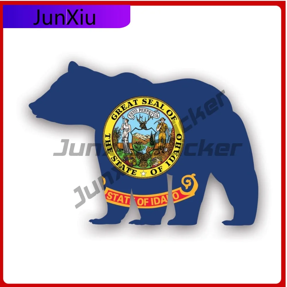 

Idaho Bear Flag Waterproof Sun Resistant Funny For Helmet Car Window Truck Easy To Remove Self Adhesive Decal Classic Vintage