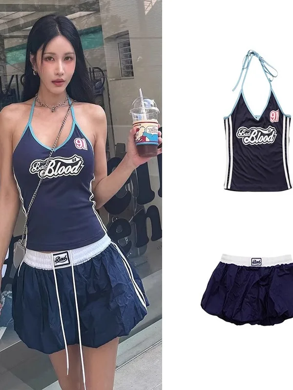 

Sexy ort Fit V-ne Bal Crop Top Street Sle Printed Women's Vest Hot Girl Base Layer Strap Summer Outfit