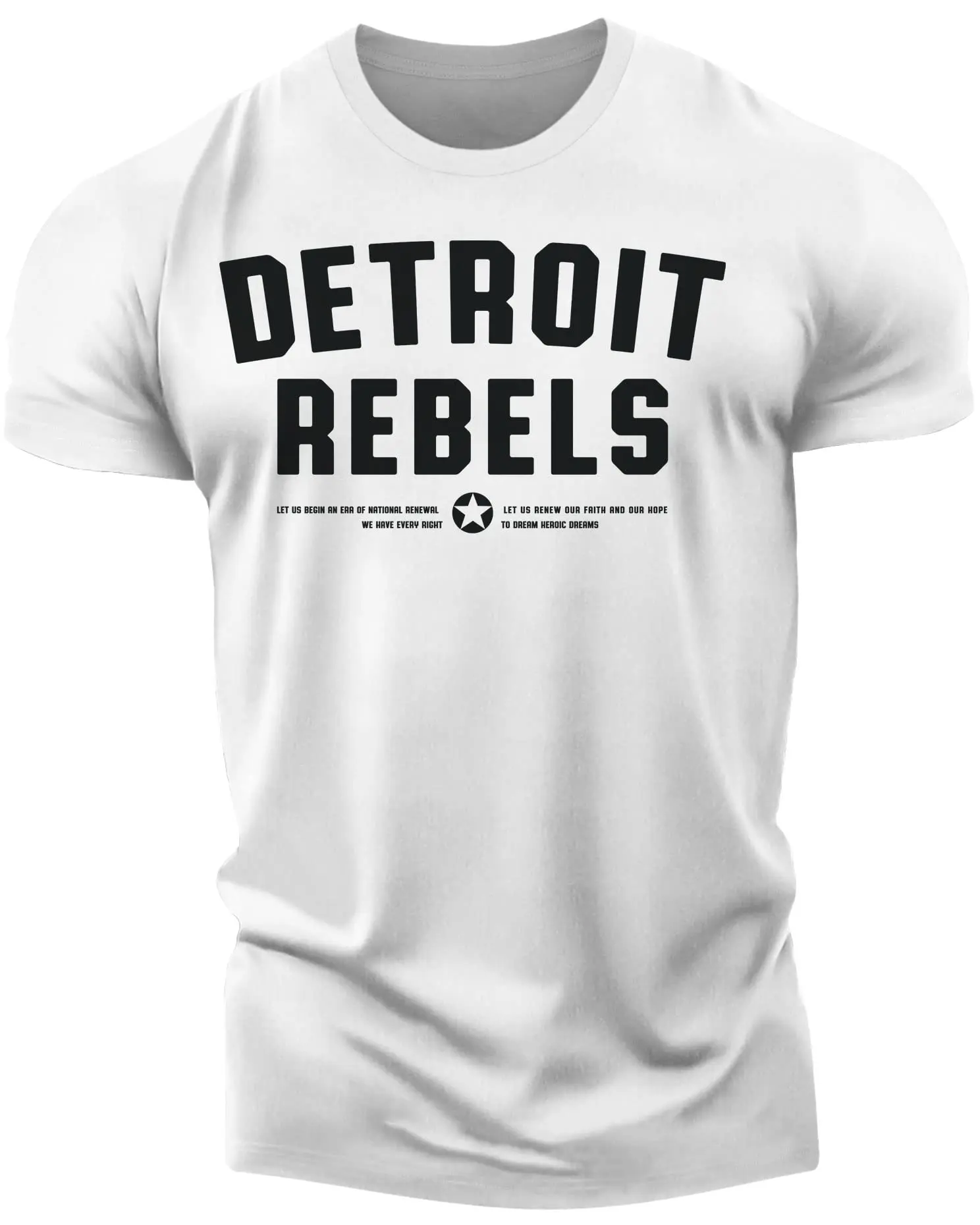 Men's Fitness T-shirt Street Tough Muscle Men's T-shirt Detroit Print Everyday Casual Short Sleeve Sports  Men's T-shirt