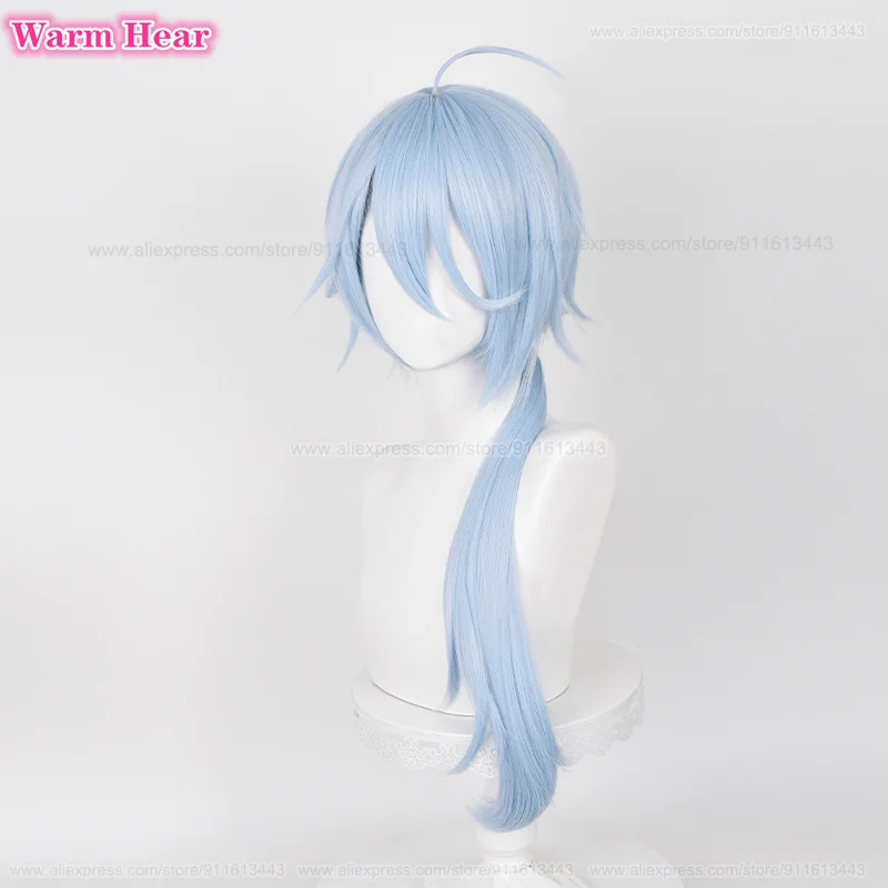 75cm Long Edmond Cosplay Wig Game Light Blue Ponytail Cosplay Anime Wig Heat Resistant Synthetic Party Woman Wigs + Free Wig Cap