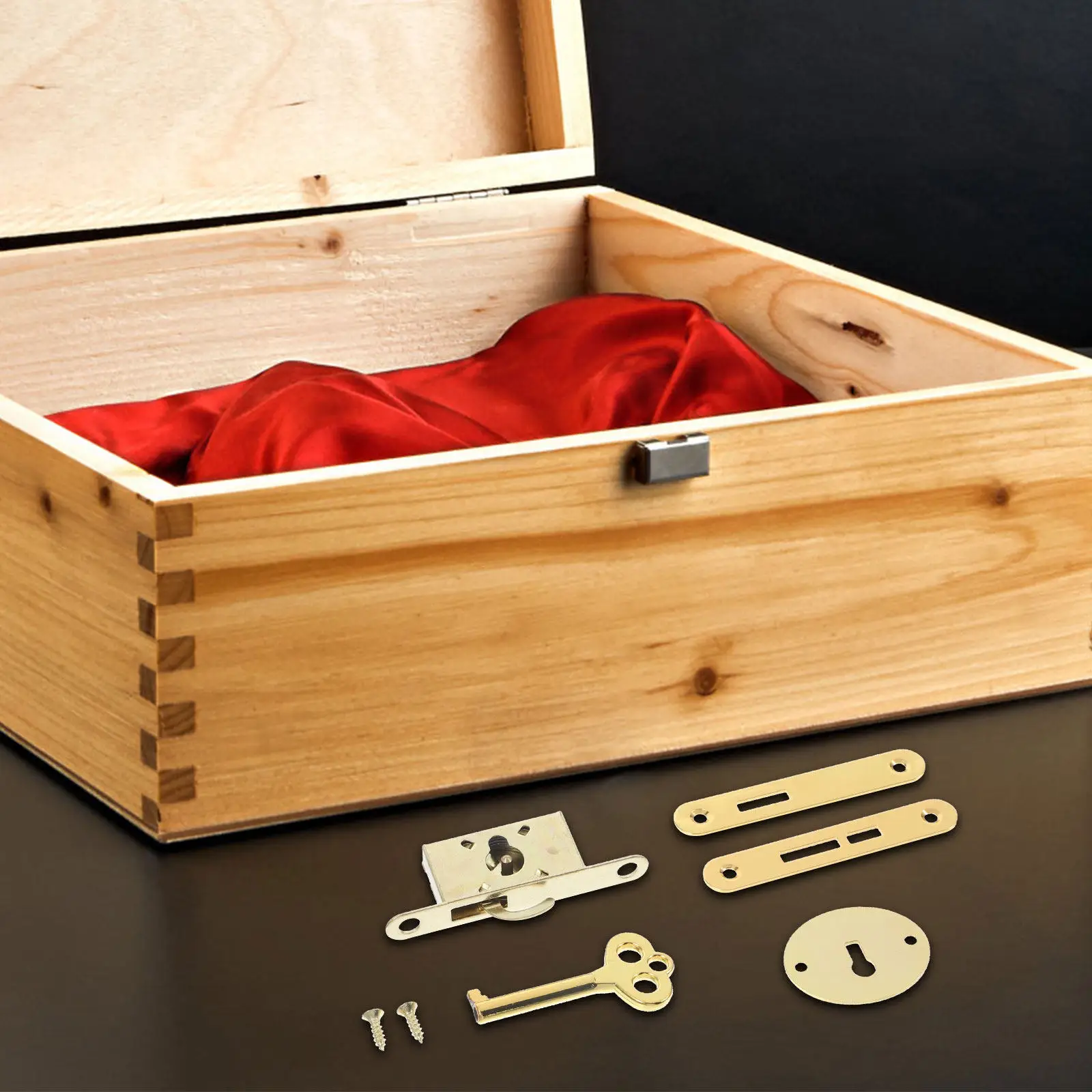 2Sets Hardware Invisible Locks Vintage Cabinet Locks Wooden Jewelry Box Latch Sturdy Metal Lock Keys Set