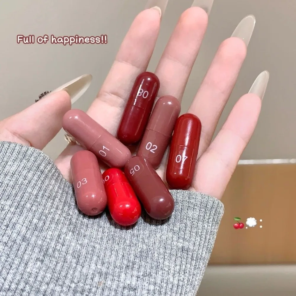 Mini 8 Colors Pill Lipstick Set Velvet Matte Non-Sticky Texture Capsule Lipsticks Waterproof Long Lasting Lip Gloss Gift Giving