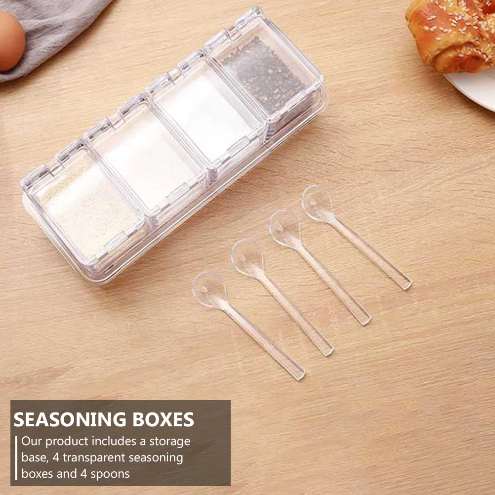 

Seasoning Jar Set Clear Spice Boxes Kitchen Condiment Containers Food Grade Reusable Storage Cans for Salt Sugar