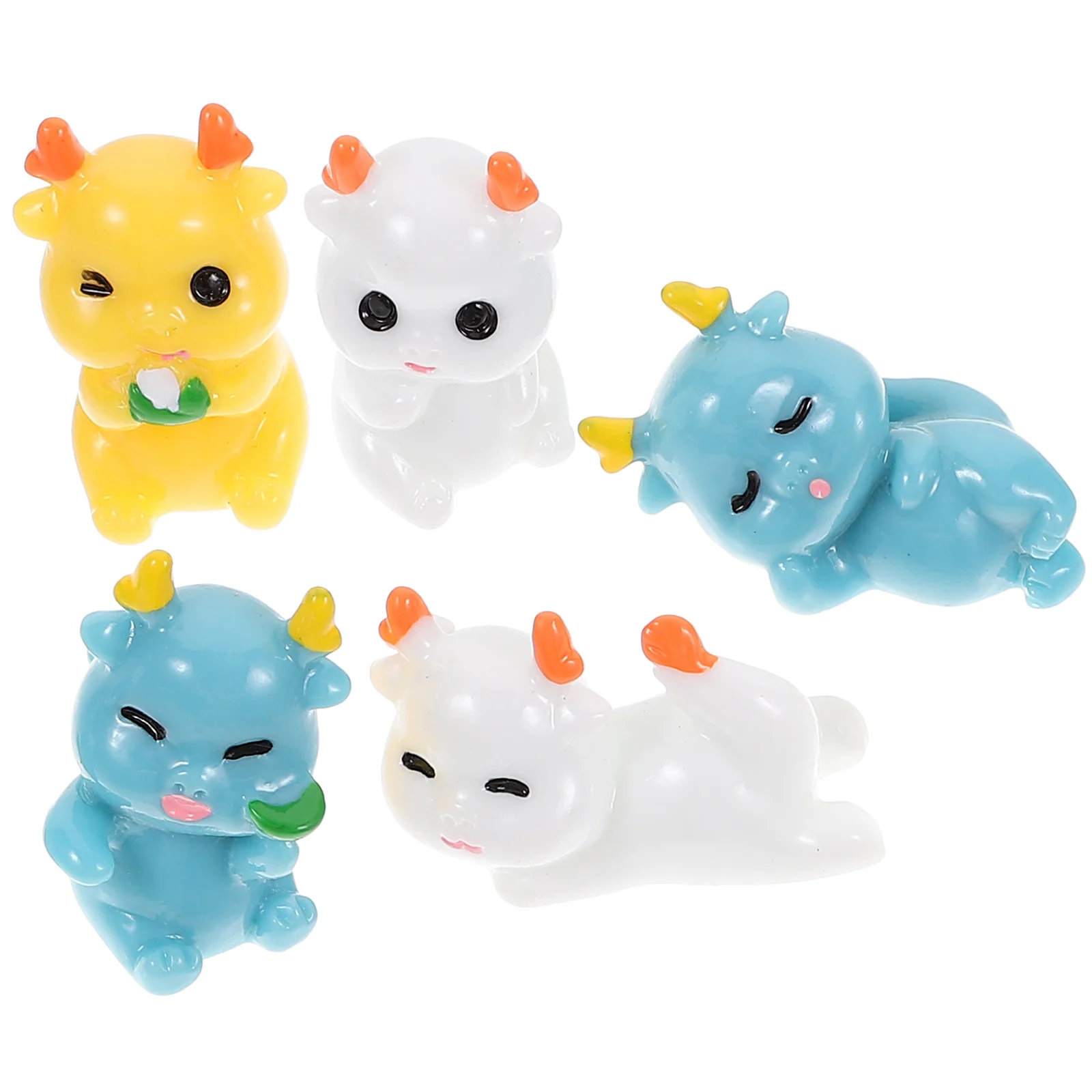 

5pcs Cute Cartoon Little Dragon Resin nament Micro Landscape Decorative Statue for Small Gardens Houses Plant Decor Table