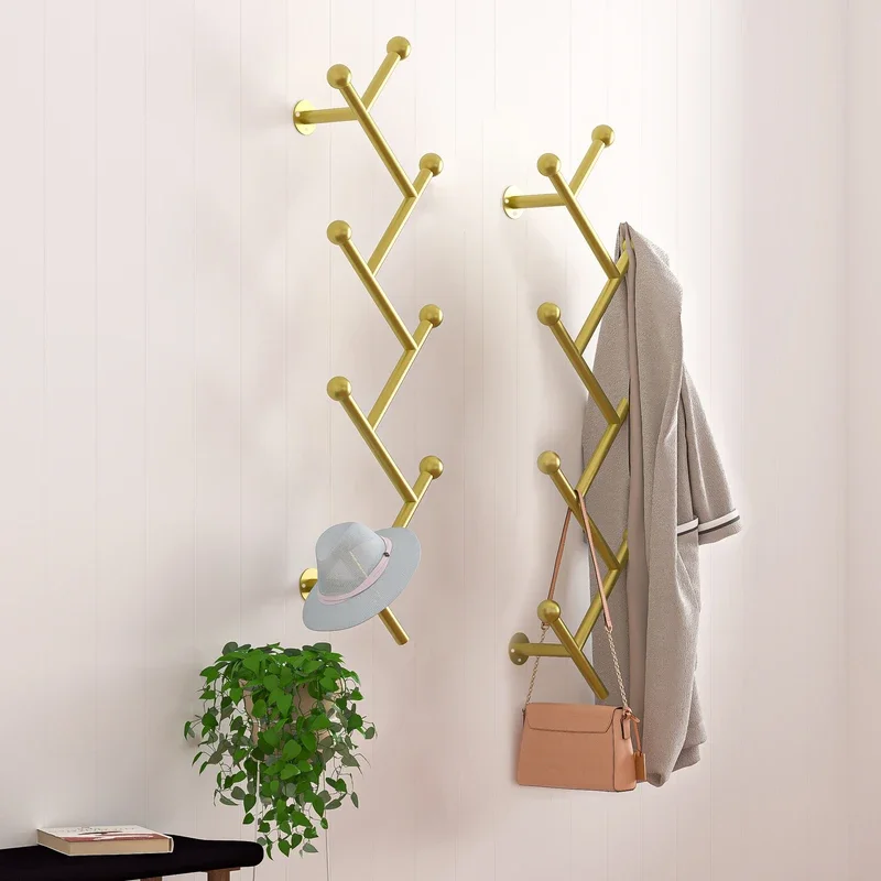 

Creative Branch Living Room Coat Shelf Modern Wall Coat Rack with Iron Bedside Hooks Unique Space-Saving Design Wall