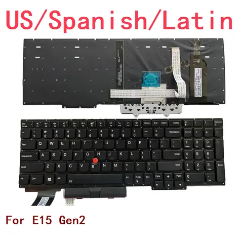 Teclado retroiluminado para portátil Lenovo Thinkpad E15 Gen2, repuesto para Notebook y PC, español y americano, nuevo