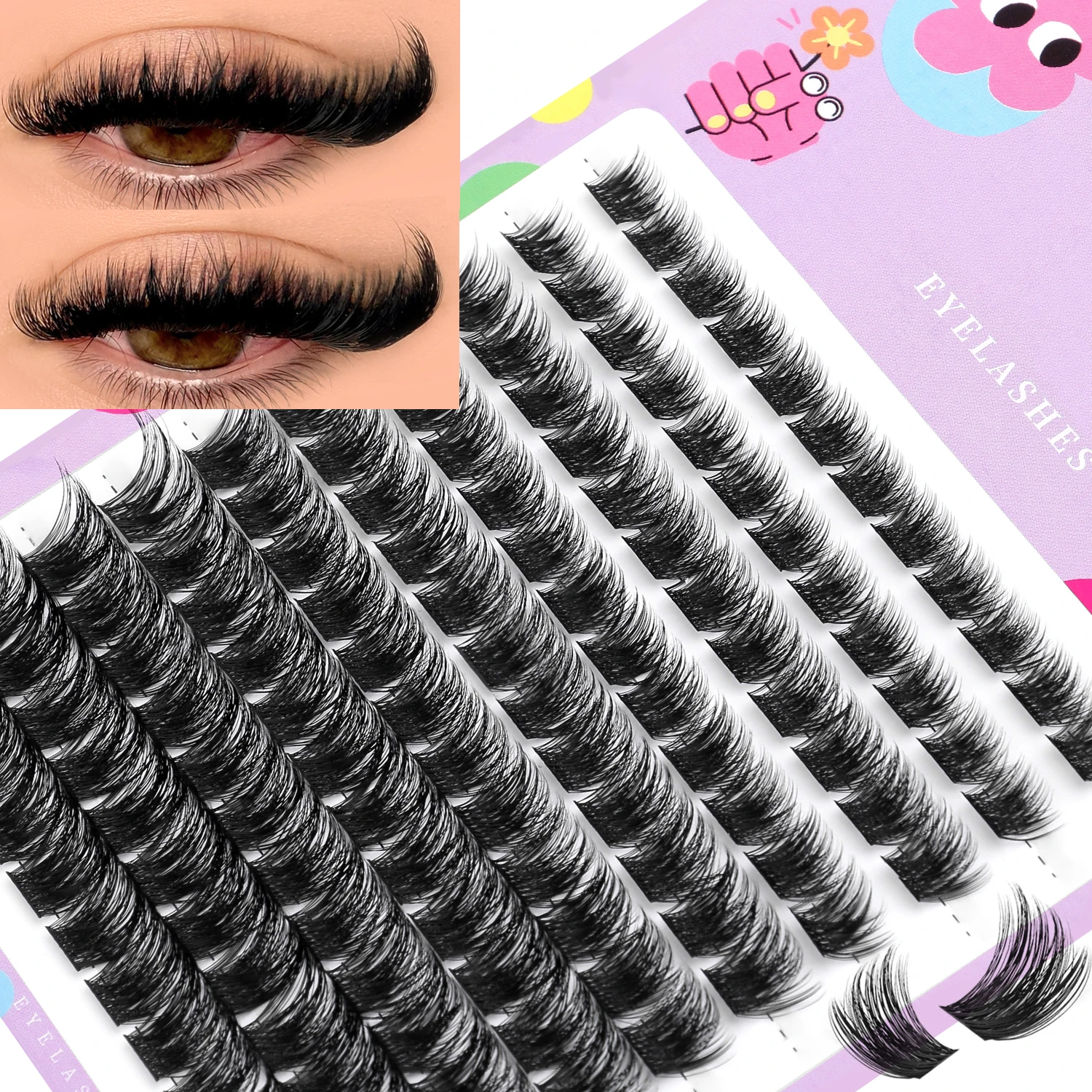 Lasvirey لتقوم بها بنفسك مجموعات الرموش رقيق سميكة أنماط مختلطة رموش فردية تمديد 8D رقيق حجم الرموش الصناعية ماكياج #1