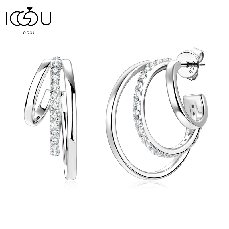 

Женские круглые серьги IOGOU D/VVS1, уникальные серьги из стерлингового серебра 1,6 пробы, 2023 мм, 925