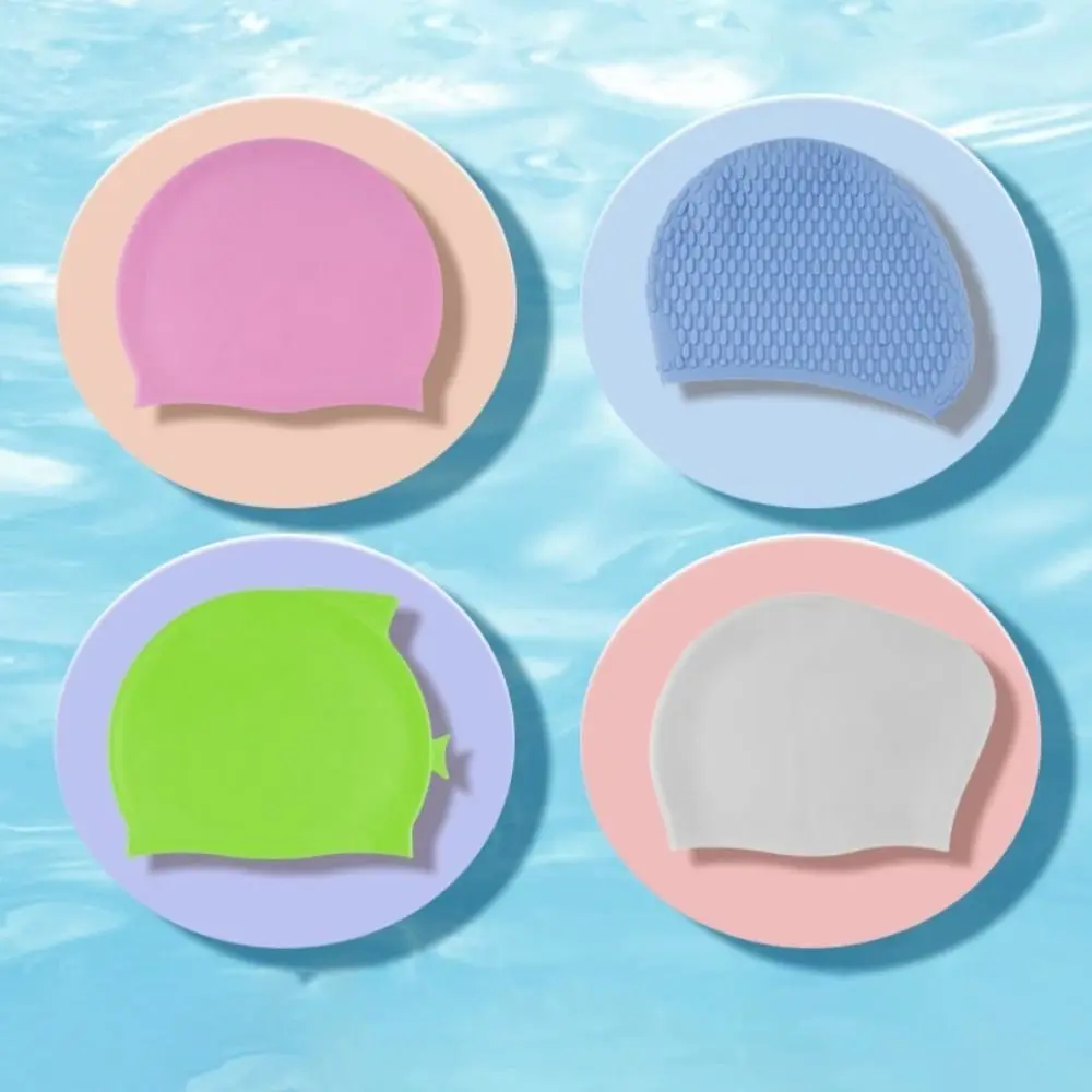 معدات السباحة سيليكون حماية آذان قبعات الاستحمام عالية المرونة قبعة الغوص سيليكون قبعات السباحة الشعر الطويل قبعات السباحة الكبيرة
