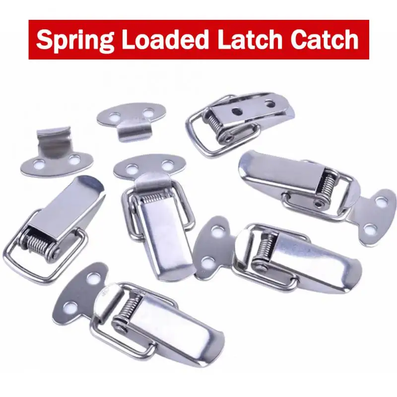 Mini 1-50pcs/lot Stainless Steel Cabinet Boxes Spring Loaded Latch Catch Toggle Clamp Hasp Lock For Chest Box Gift Suitcase Case