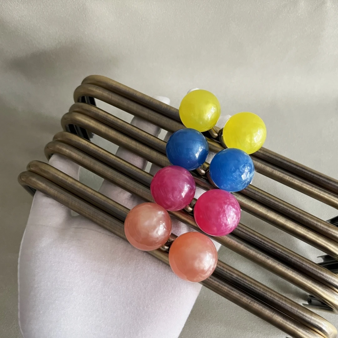 24 Cm Women Bag Frame Colorful Big Ball Resin Bead Clutch Bag Purse Frames Accessories Handcraft Parts Antique Brass Color