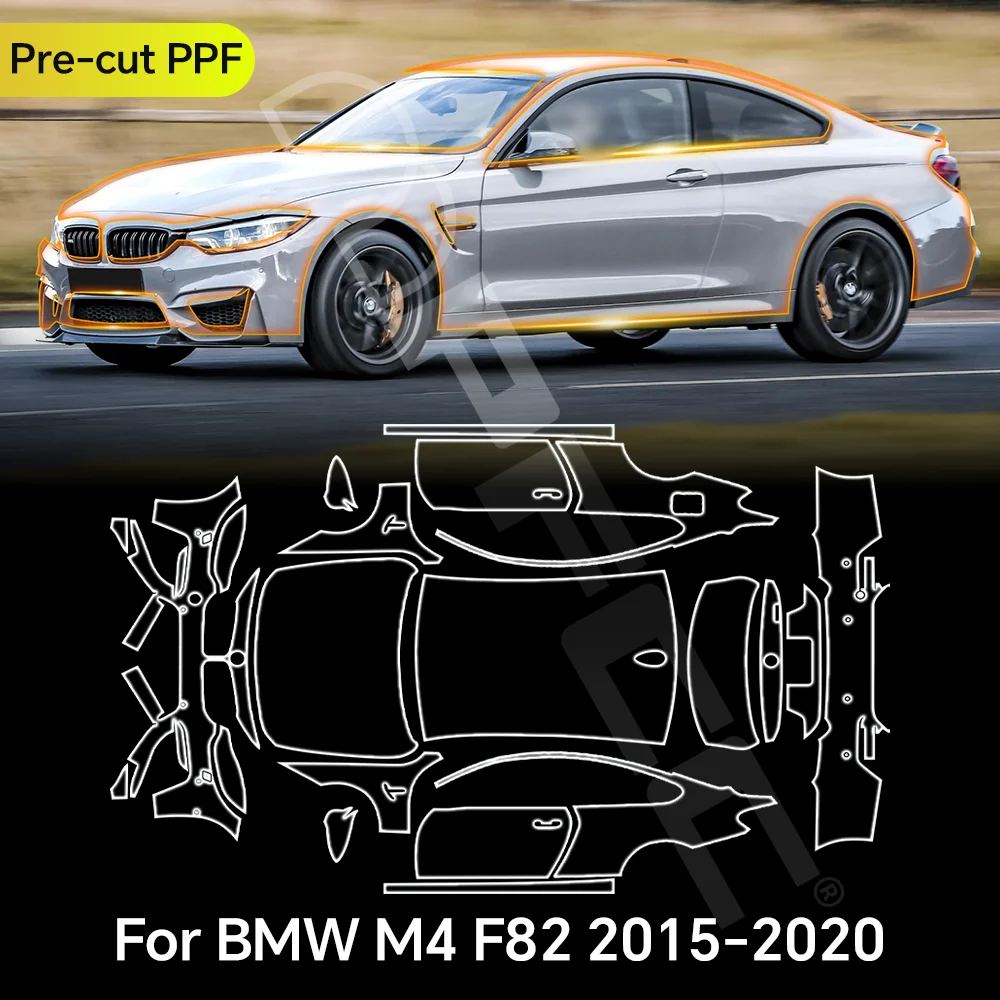 

Для BMW M4 F82 2015-2020 защитная пленка из ТПУ для краски, прозрачный бюстгальтер, кузов автомобиля, защита от царапин, предварительно вырезанная, устойчивая к PPF, невидимая, ремонтная