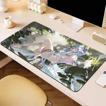 Anime Girl Mouse Pad Gamer Large Gaming Mousepad Kawaii HD Print Mouse Mat XXL Big Computer Desk Mat Locking Edge Keyboard Pad