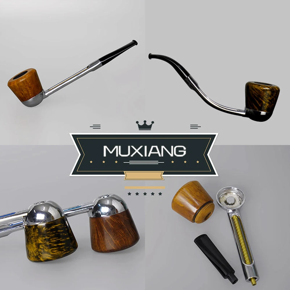 MUXIANG System Pipes Briar wood handmade tobacco pipe Heath wood metal shell disassembled smoking pipe Erica Arborea wood pipe