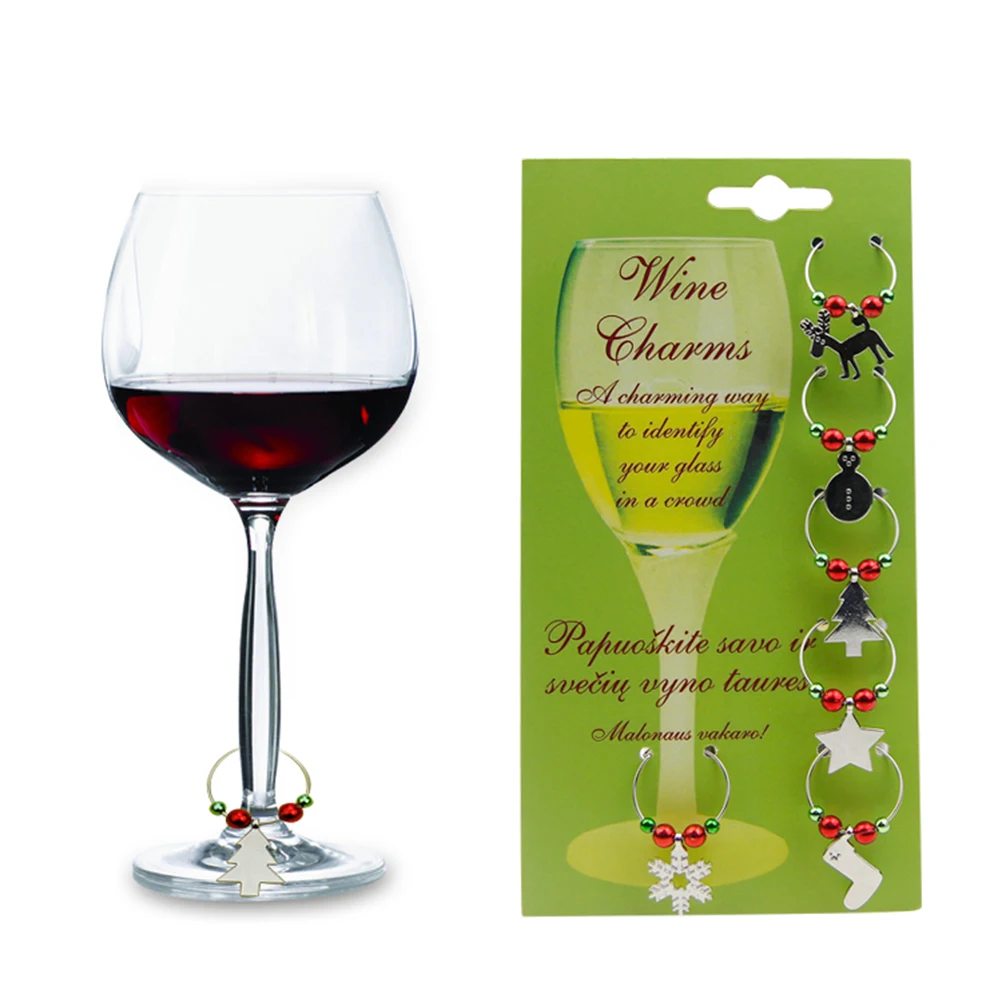 

6 шт., подвески для бокалов для вина, подвески для напитков из сплава премиум-класса на Рождество, день рождения, сувениры, подарки, маркеры для стекла, барные инструменты