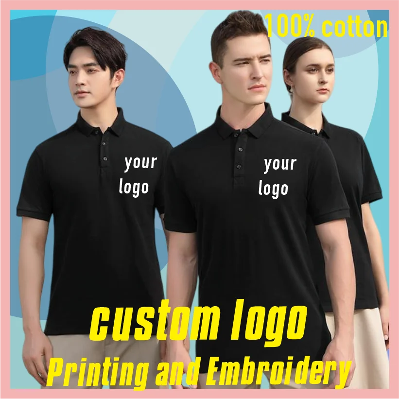 

Casual summer T-shirt, shirt, polo shirt, custom logo, pure cotton breathable lapel short sleeved workwear