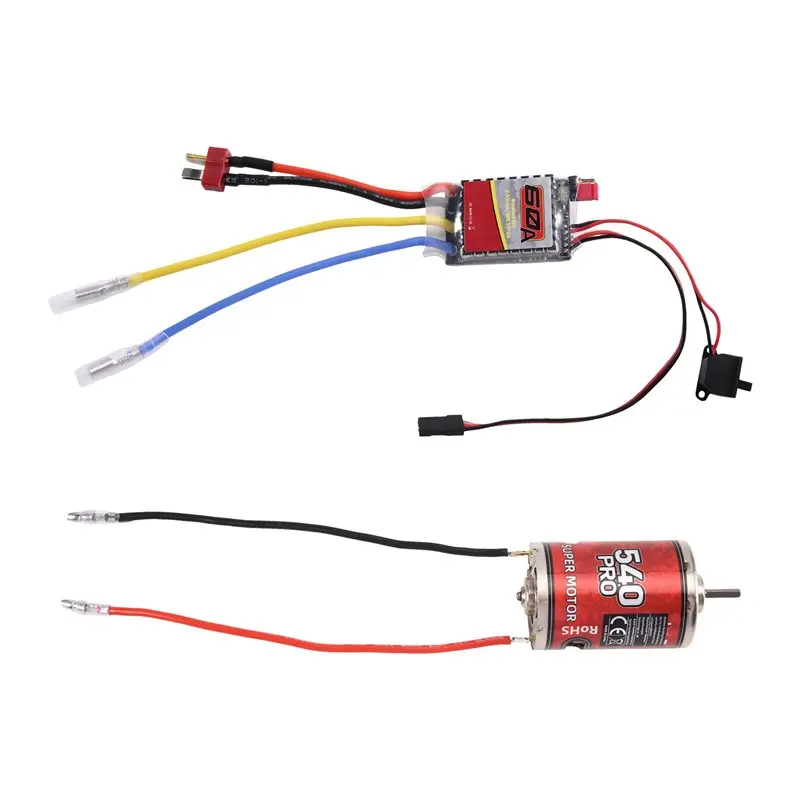 MACH-RC Brushed Motor, 540 High Torsion Low Noise Motor 75T-4000Rpm 3.17Mm D Daxis With 60A Brushed ESC For RC Car 3