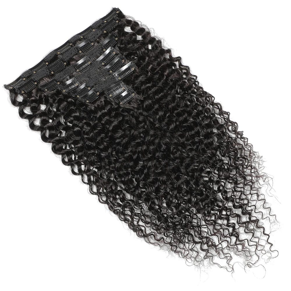 غريب مجعد كليب في وصلات الشعر الشعر البشري للنساء 8 قطعة 20 مقاطع 120 جرام الشعر البرازيلي مجعد موجة كليب Ins 10-28 بوصة #3