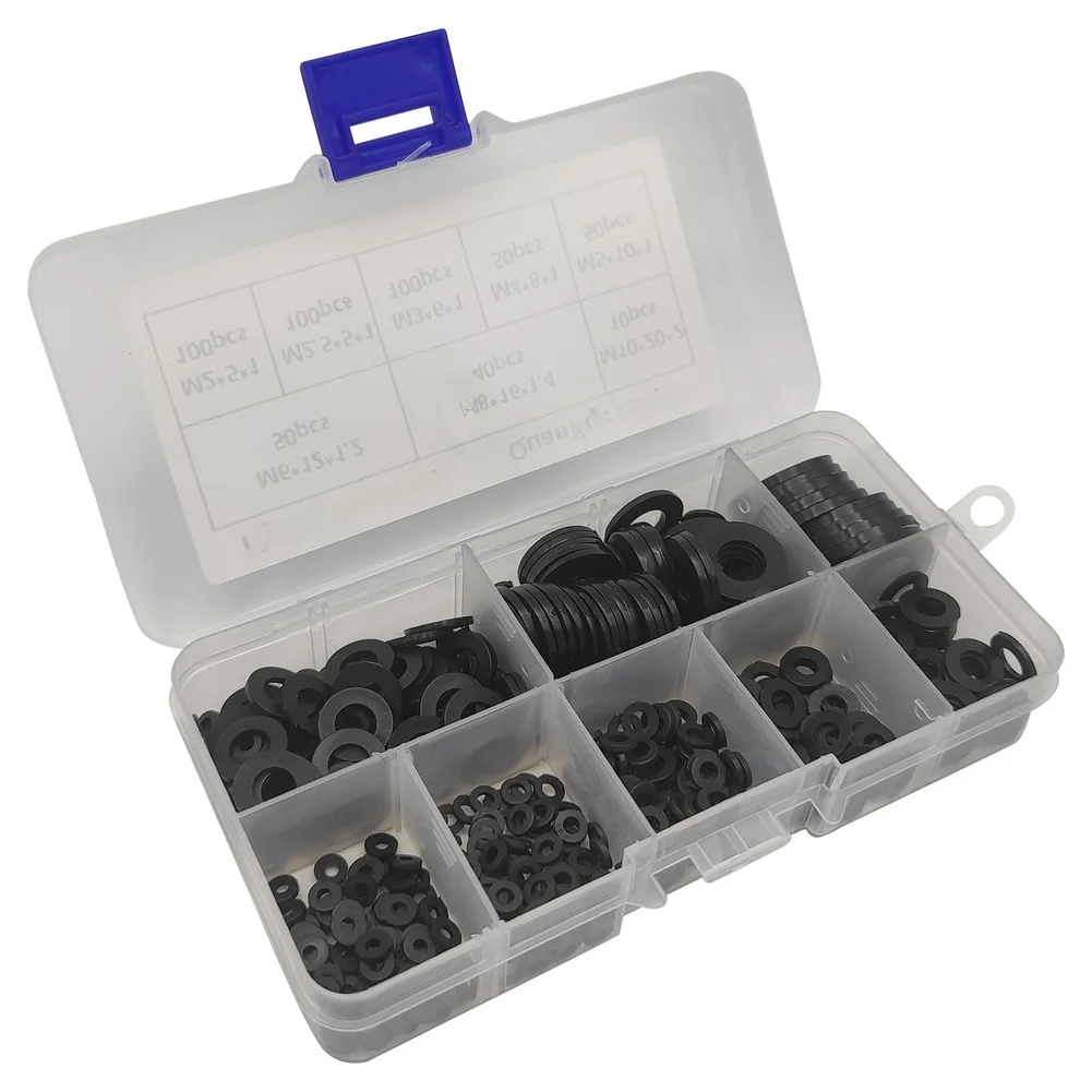 DIY Repair Projects Nylon Flat Washers Assorted Washer Set Nylon Flat Washer Assorted Set Nylon Washer Black Flat Profile